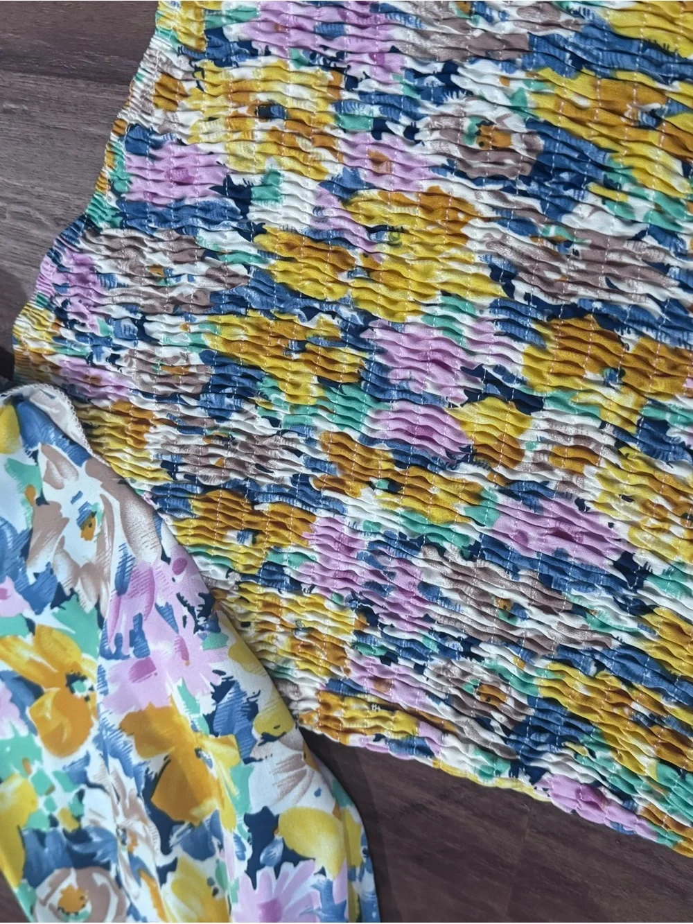 Smocked Floral Two-Piece Set in Yellow, Pink, Blue